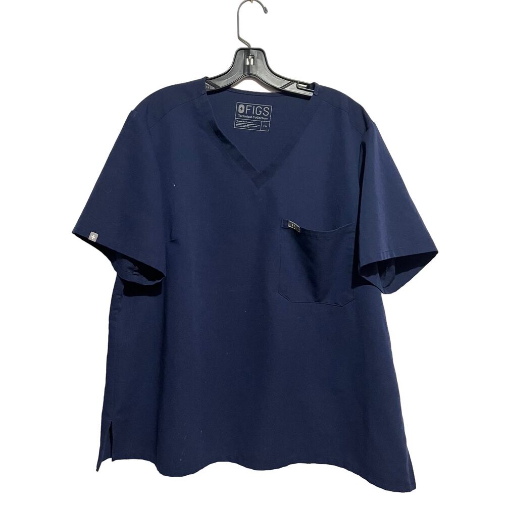 Figs Technical Collection Womens Scrub Top One Pocket Size XXL FLAW Blue